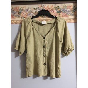 Harper Small Camel Casual Linen Peasant Boho Top